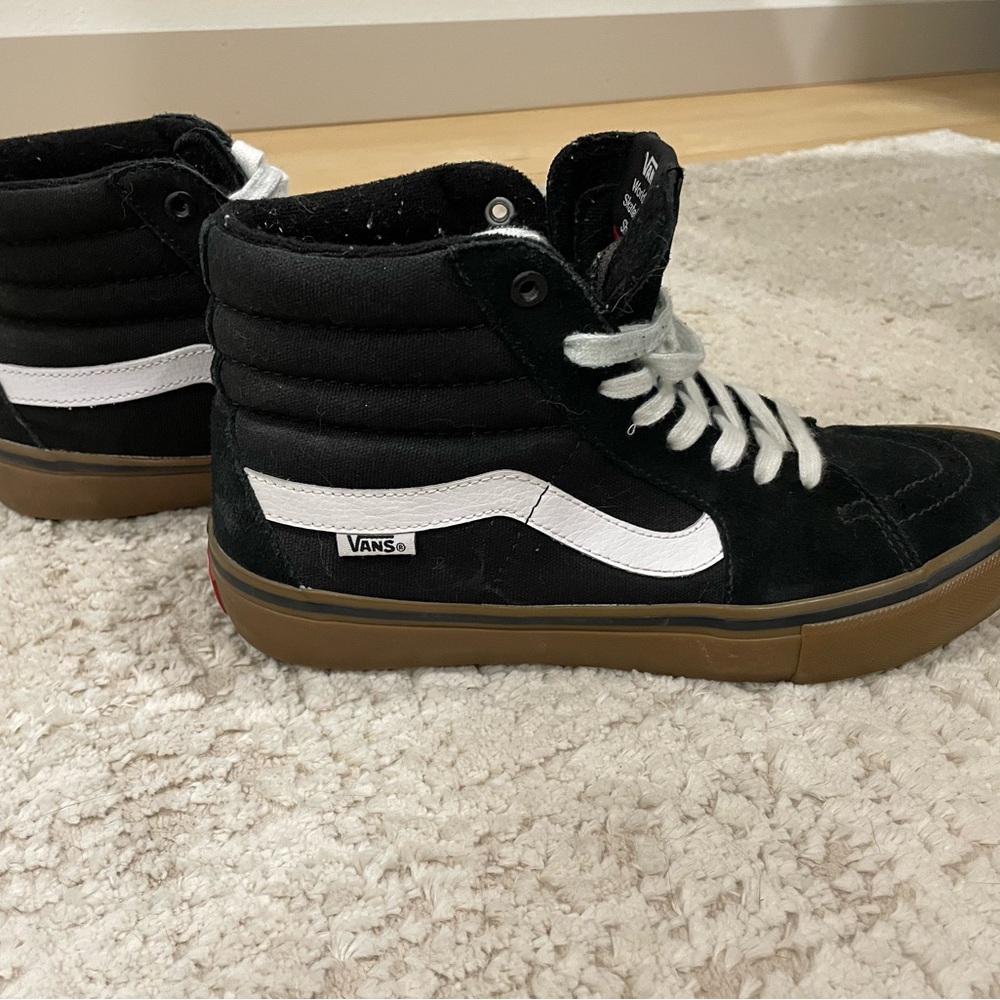 Vans Black and White High-Tops with Gum Sole
